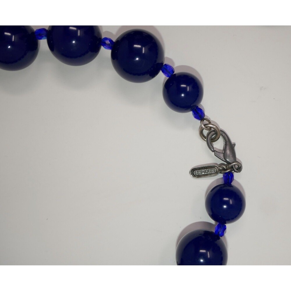 Ben-Amun Cobalt Navy Blue Chunky Beaded Necklace with Lobster Clasp - Picture 6 of 8